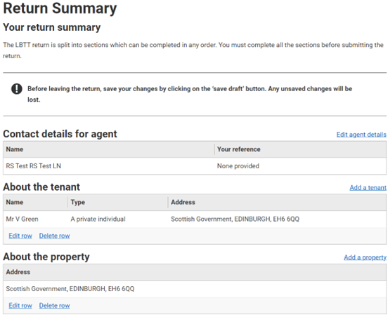 return summary return summary details