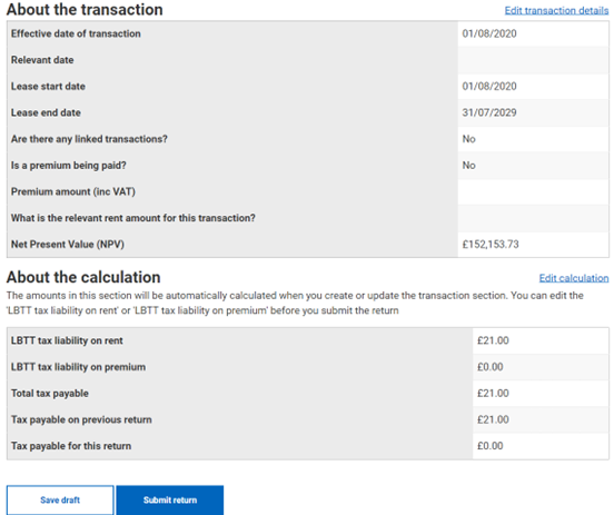 Return summary details return summary details
